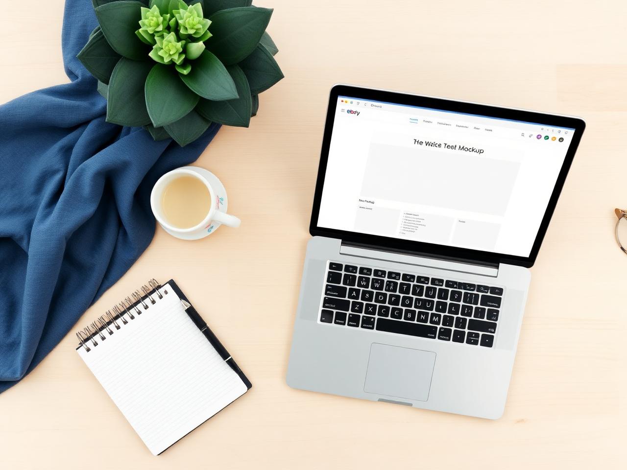 Werkplek met laptop en notitieblok